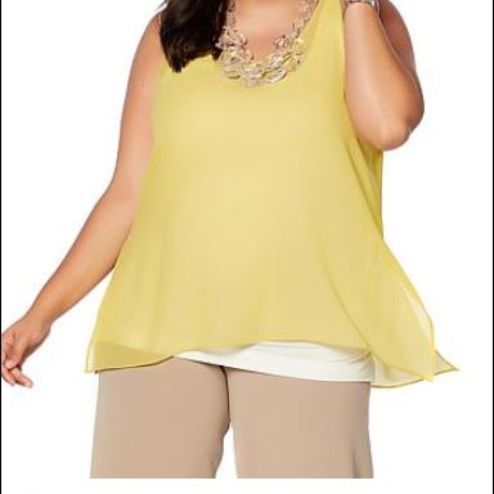 Woven Chiffon Tank - Pear